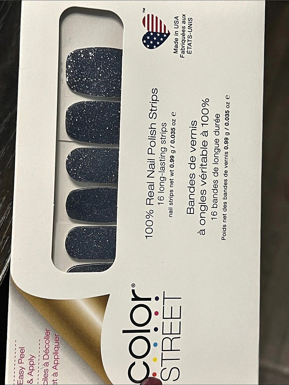 Color Street Moon River Glitter Nail Polish Strips Blue NWT